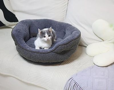 Dog Beds for Small Dogs - Round Cat Beds for Indoor Cats, Washable Pet Bed for Puppy and Kitten with Slip-Resistant Bottom.Luxurious and Durable ped Bed.